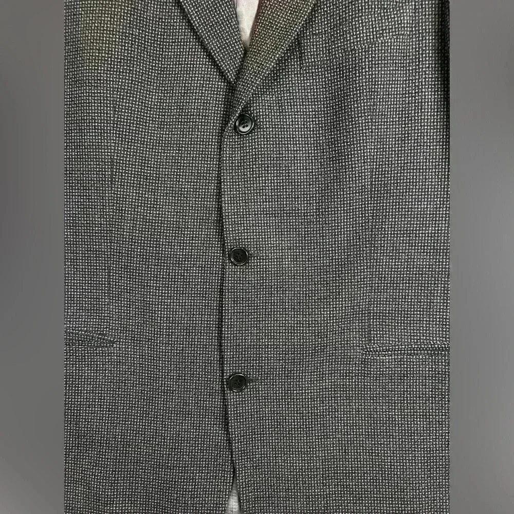 Hugo Boss Einstein sports coat jacket blazer size 42L black gray tic modern fit - Picture 2 of 13